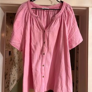 beachlunchlounge Pink Button-Up Blouse